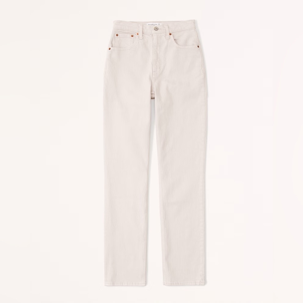 Abercrombie & Fitch Ultra High Rise Ankle Straight Jean White